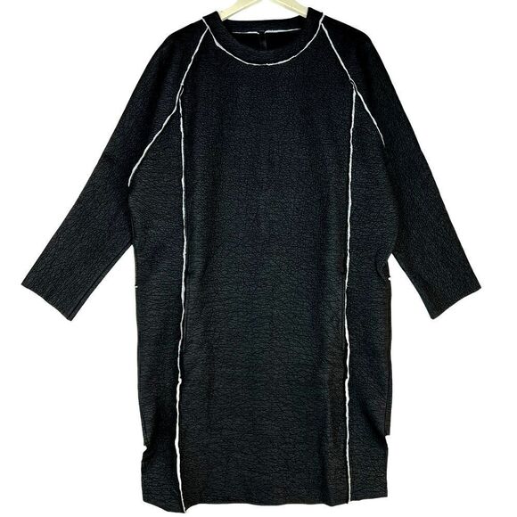 Barbara Gongini Dresses & Skirts - New Barbara Gongini One Size Women Black Tunic Dress Leather Print 100% Cotton